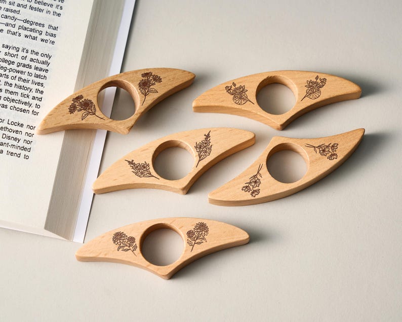Custom Engraved Walnut Book Page Holder, Unique Wooden Thumb Spreader, Thoughtful Reading Accessories Gift for Readers and Teachers image 11