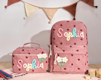 Gepersonaliseerde peuterrugzak en lunchtasset, handgemaakte borduurnaam, aangepaste kindertas, verjaardagscadeau, terug naar school, kraamcadeau