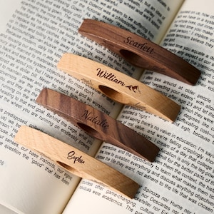 Custom Engraved Walnut Book Page Holder, Unique Wooden Thumb Spreader, Thoughtful Reading Accessories Gift for Readers and Teachers image 10
