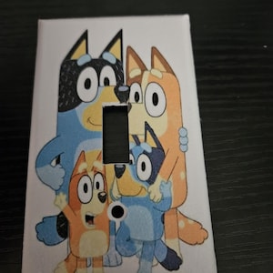 Bluey Bingo Dog Family Kids Room Print Decoupaged light switch cover more options available switchplate wall plate decor