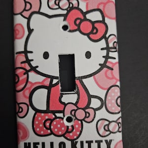 Pink HelloKitty Print Decoupaged light switch cover more options available switchplate wall plate decor