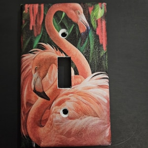 FLAMINGO LOVE Print Decoupaged light switch cover more options available switchplate wall plate decor