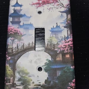 JAPANESE BRIDGE Print Decoupaged light switch cover more options available switchplate wall plate decor