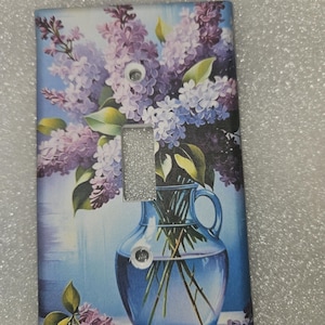 LILAC floral Print Decoupaged light switch cover more options available switchplate wall plate decor