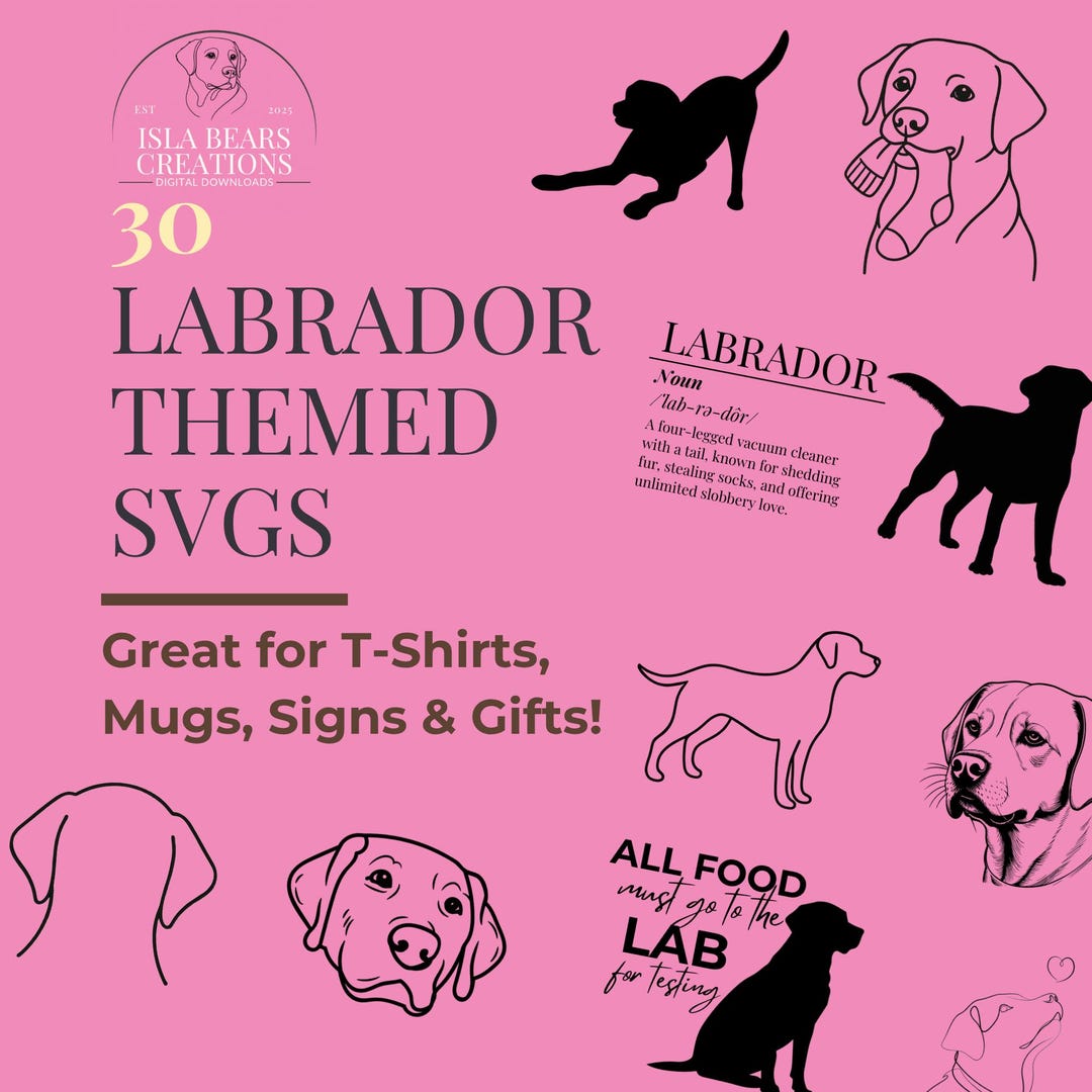 30 Labrador Retriever PNG Clipart Bundle | Dog Silhouette SVG | Black ...