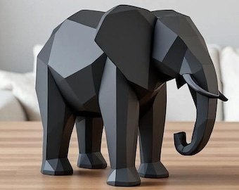 Olifant Beeld Low Poly – Minimalistisch 3D Beeld, Moderne Decoratie, Cadeau Idee in 2 Maten