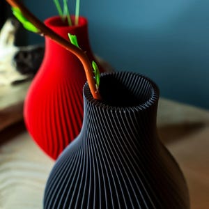 Jarrón KAYA Japandi, acanalado | Jarrón de diseño moderno | Decoración minimalista para sala de estar | Jarrón escandinavo | Idea de regalo imagen 8
