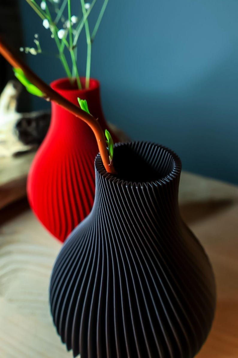 Jarrón KAYA Japandi, acanalado | Jarrón de diseño moderno | Decoración minimalista para sala de estar | Jarrón escandinavo | Idea de regalo imagen 8