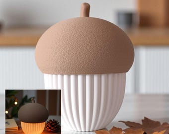 Contenant gland nervuré – Bol déco d’automne, photophore LED, boîte moderne en PLA, décoration imprimée 3D