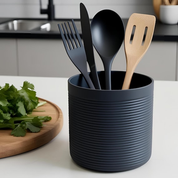 Küchenutensilienhalter modern | Besteckhalter Küche | Kochlöffelhalter gerippt | Organizer Küche | 3D gedruckt