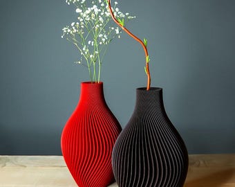 Jarrón KAYA Japandi, acanalado | Jarrón de diseño moderno | Decoración minimalista para sala de estar | Jarrón escandinavo | Idea de regalo