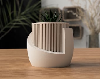 Maceta Japandi – Macetero Moderno con Plato – 165mm – 2 Tamaños