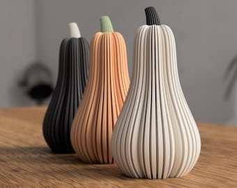 Grande citrouille imprimée 3D avec bougie LED – Déco automne & Halloween durable – Citrouille PLA