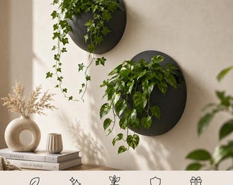 Moderne wandbloempot – Japandi wandvaas – minimalistische 3D geprinte muurdecoratie – Scandinavische stijl – 160 mm