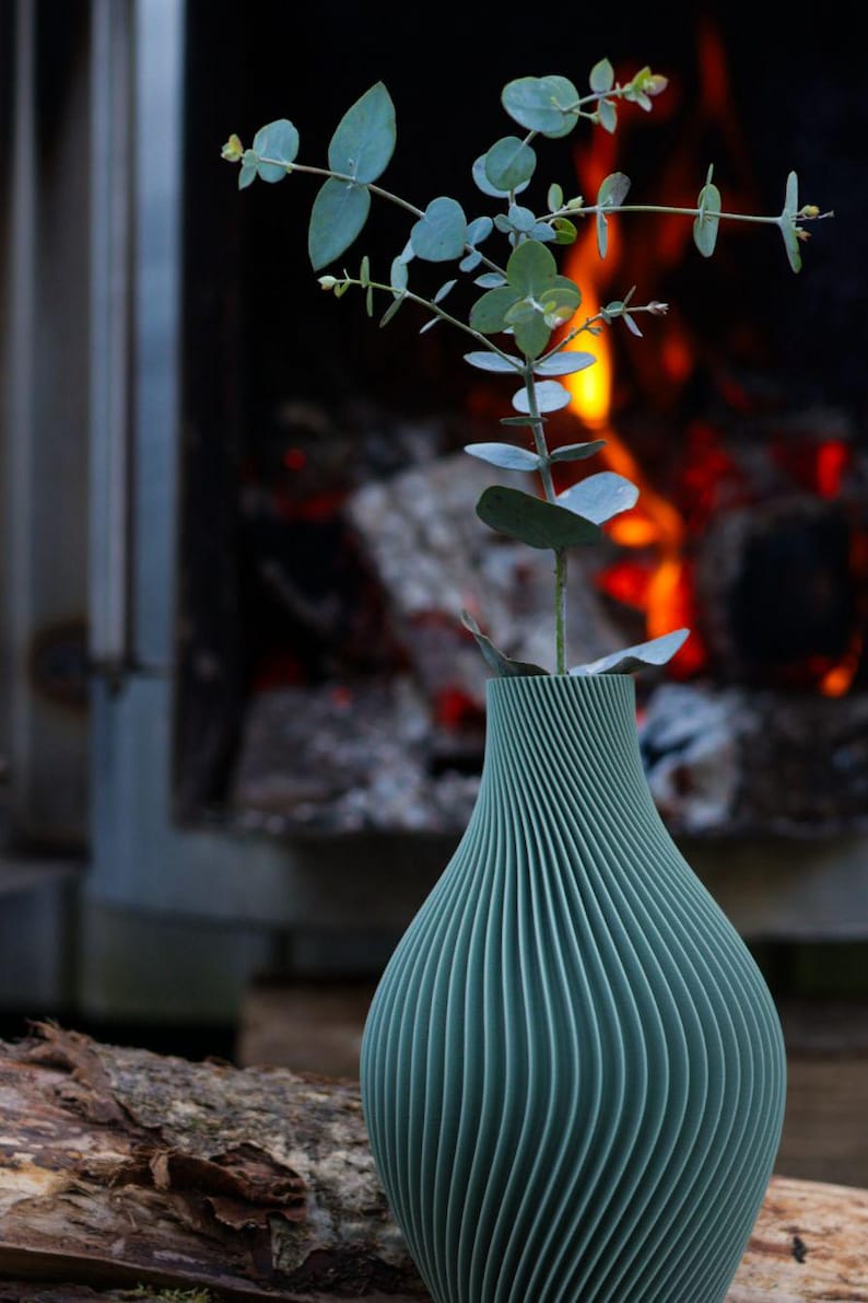 Jarrón KAYA Japandi, acanalado | Jarrón de diseño moderno | Decoración minimalista para sala de estar | Jarrón escandinavo | Idea de regalo imagen 2