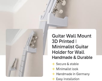 Gitaar muurhouder 3D print | Minimalistische gitaarhanger wand | Handgemaakt & stevig