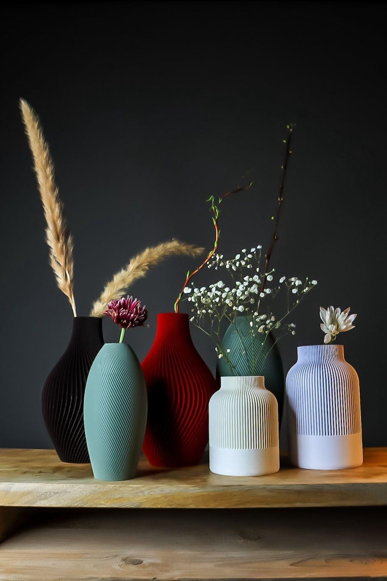 Jarrón KAYA Japandi, acanalado | Jarrón de diseño moderno | Decoración minimalista para sala de estar | Jarrón escandinavo | Idea de regalo imagen 7
