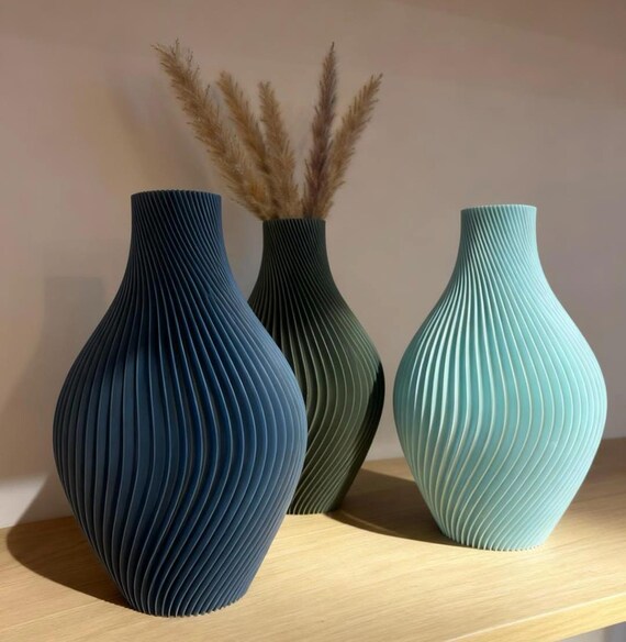 Japandi Spiralvase KAYA | Moderne Designvase 16–24 cm | Skandi Wohnaccessoire | made in Germany