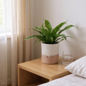 2-delat självbevattnande blomkrukaset | Modern ribbad kruka med vattenbehållare | Hållbar 3D-printad växtkruka