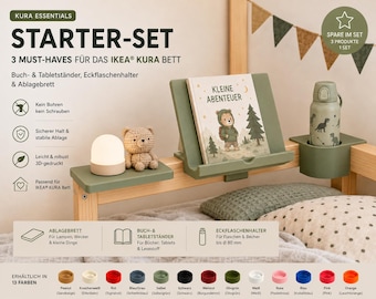 KURA Essentials Starter Set | Book stand, corner bottle holder & shelf | Fits IKEA® KURA