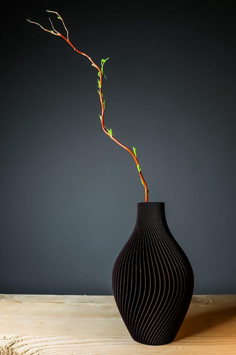 Jarrón KAYA Japandi, acanalado | Jarrón de diseño moderno | Decoración minimalista para sala de estar | Jarrón escandinavo | Idea de regalo imagen 4