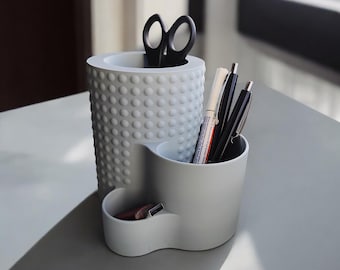 Moderner Schreibtisch Organizer mit Punkten | Büro Organizer 3D-Druck | Stiftehalter minimalistisch | Office Desk Organizer modern