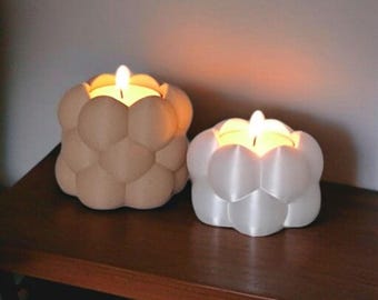 Set moderne theelichthouders – Ronde kaarshouders in bol design – 3D geprint woondecoratie – Duo voor theelichten 40 mm