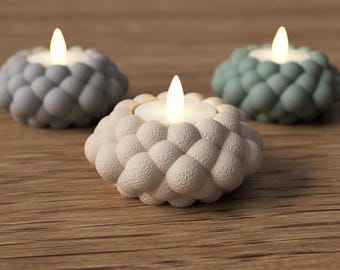 Bubble theelichthouder – moderne kaarshouder, 3D print decoratie, duurzame kandelaar, cadeau-idee, minimalistische woondecoratie