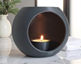 Moderne bol kandelaar – Minimalistische theelichthouder – 3D geprint ronde decor schaal – Stijlvol woonaccessoire – 120 mm