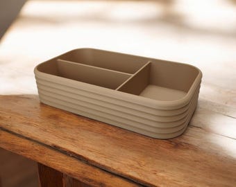Organizer da scrivania retrò anni 60 – Vassoio porta gioielli, chiavi & piccoli oggetti – Accessorio stampato in 3D elegante – 168 mm
