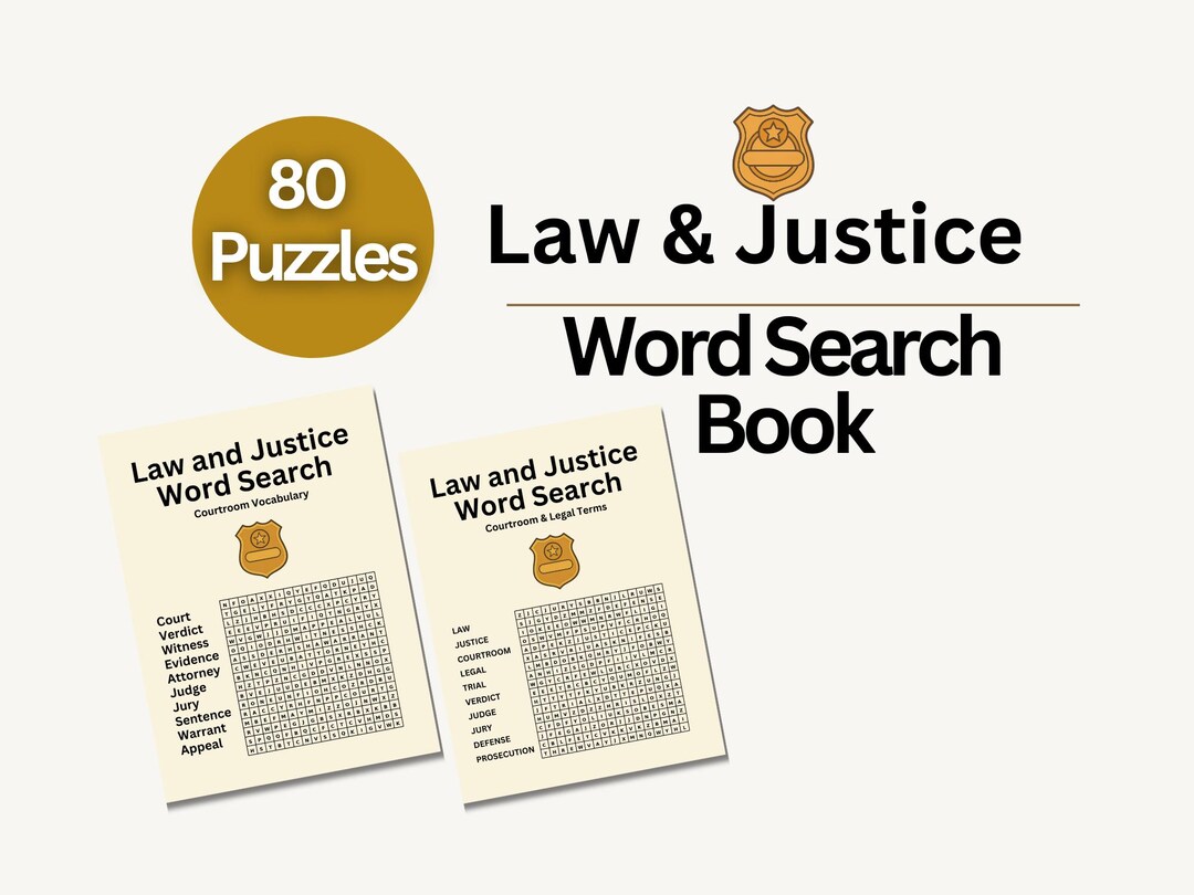 Word Search Book – Law & Justice – Printable Puzzles for Adults - Etsy