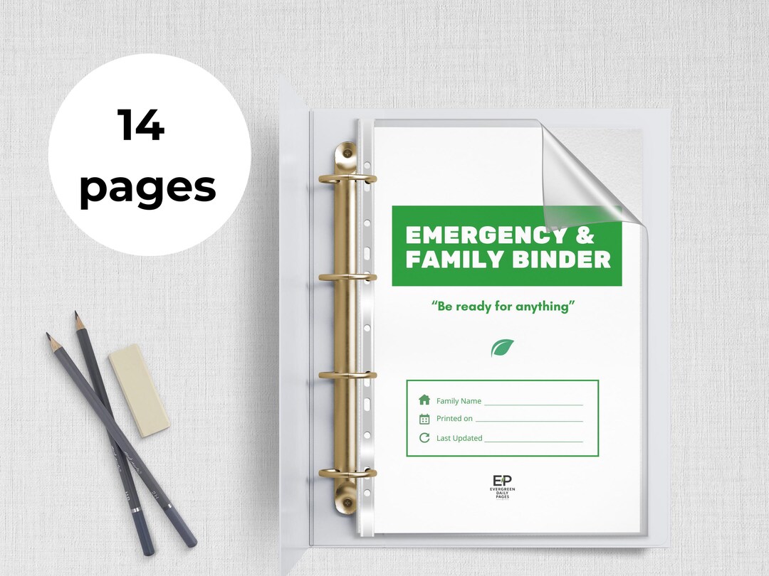 Family Emergency Binder Printable Template | Emergency Preparedness ...