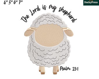 The Lord Is My Shepherd Embroidery Design, Psalm 23 1 Lamb Sheep Applique, Christian Baby Shirt, Easter Church Gift, Digital File