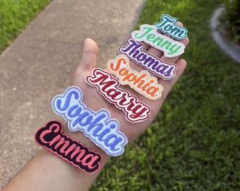 Personalisierter Name Patch gestickt, benutzerdefinierte Text Patches gestickt, Aufnäher / Aufnäher für Kleidung, Hüte, Rucksäcke