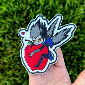 Embroidered DeathNote Character Ryuk L Light Inspired Patch, Sew on & Iron on Patch Demon Eating Apple, Perfect Gifts for Anime Lovers