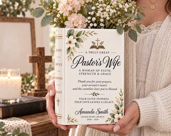Jarrón personalizado para la esposa del pastor, con nombre y años personalizados, regalo de agradecimiento para la iglesia cristiana, decoración para el aniversario de jubilación de la esposa del pastor.