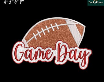 Game Day Football Embroidery Design, Sports Applique Patch Style, Vintage Script Lettering, Machine Embroidery File PES, Instant Download