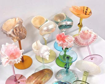CoastalHandcrafted seashell cocktail glass – beachfront martini glass, unique coastal bar gift
