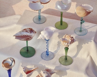 Neue Muschel-Weingläser, Muschel-Martini-Gläser, Hochzeit Brautjungfer / Geburtstagsgeschenke, Junggesellen- / Junggesellinnenabschiedsgeschenke.