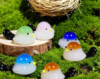 Handgeblazen glazen vogelbeeldje, kleurrijke glazen vogel, vensterbankdecoratie, cadeau voor oma, verjaardagscadeau