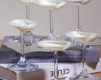 Handmade Seashell Martini Glass, Conch Shell Wine Glass, Beach Wedding Bridesmaid Gift, Coastal Cocktail Goblet, Ocean Party Decor