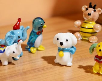ミニガラス動物フィギュア – ドールハウスやコレクター向けの1インチ手