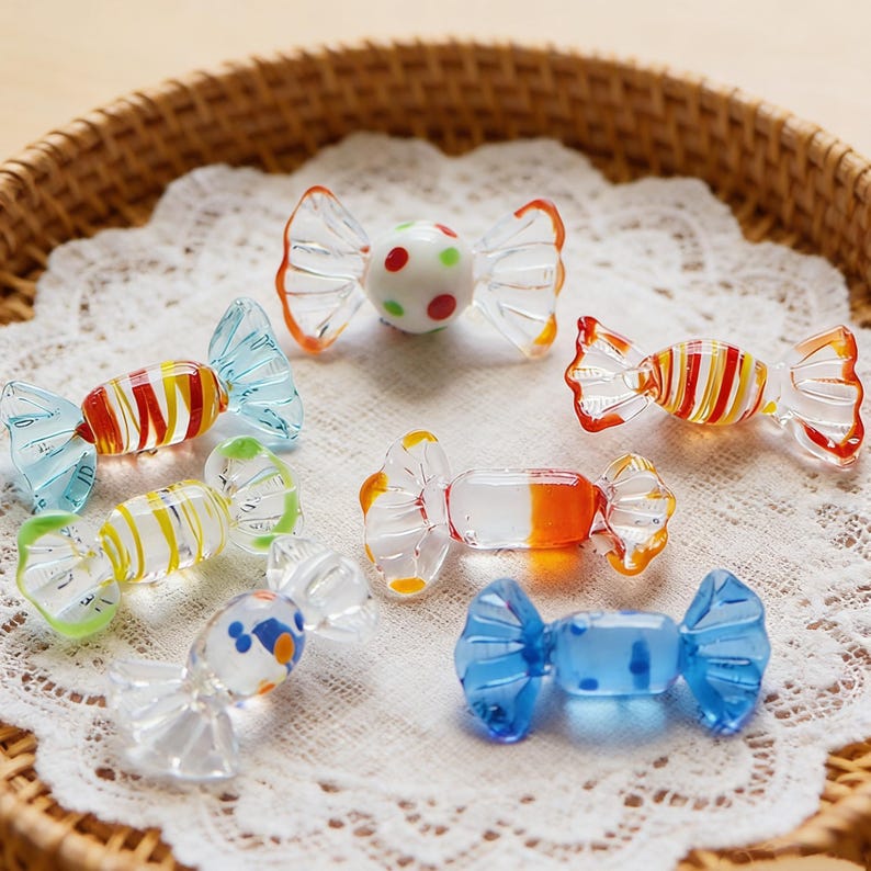 Handmade Glass Candy Figurines – Miniature Colorful Jewelry,Mini glass candy Figurines Table Decoration Home Decor image 3