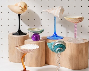 Handmade Seashell Cocktail Glasses – Seashell Wine Glasses-Unique Coastal Barware-Bespoke Beach Wedding Decor