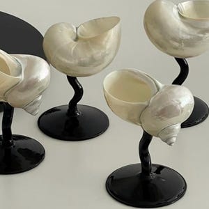 Handmade Conch Shell Wine Glasses: Coastal Martini Cocktail Goblets