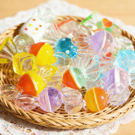 Handmade Glass Candy Figurines – Miniature Colorful Jewelry, Home Decor, Cake Topper