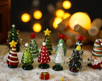 Handmade Stained Glass Miniature Christmas Trees,Illuminated Glass Christmas Trees, ,Christmas Gift，Collectible Holiday Decor