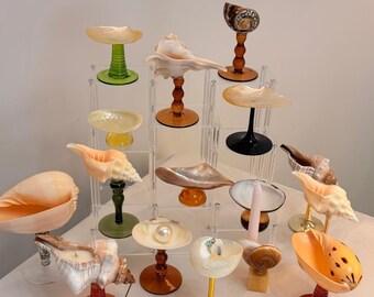 Copas de vino artesanales con forma de concha: Copas de martini para bodas en la playa / Copas para fiestas / Copas de martini artesanales con forma de concha / Copa artesanal de concha