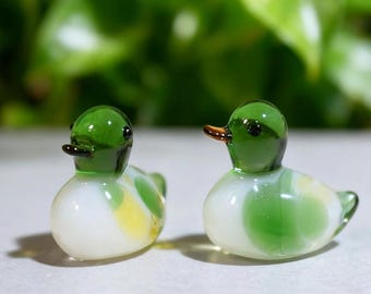 Blown Glass Blue Clear Duck Bird Miniature Handmade Animal 1