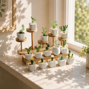 Plantes en pot en verre - Mini décorations en verre Plantes en vitrail Décoration de bureau Cadeaux de remise des diplômes ， Amateurs de cactus Cadeaux d'anniversaire